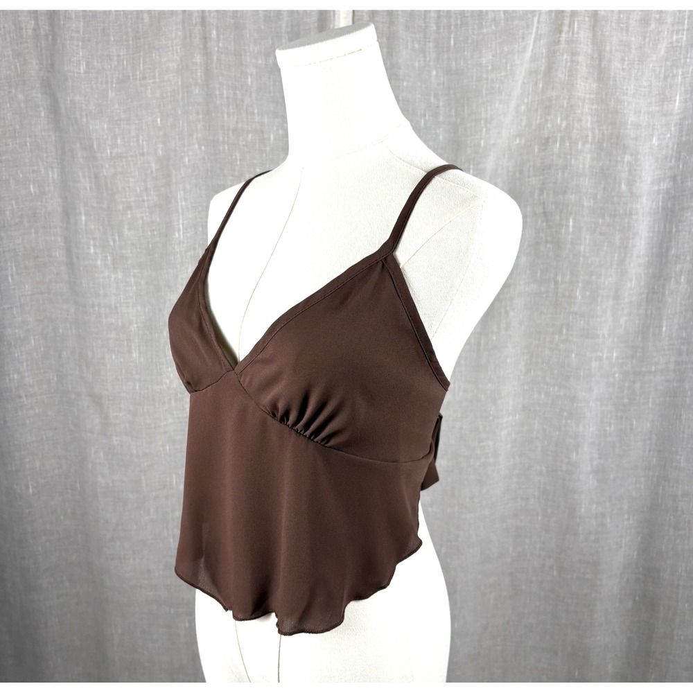 Chocolate Brown Festival Top Tie Back Spaghetti Straps L Fairy Whimsigoth Boho